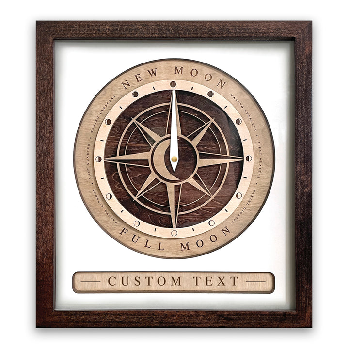 Compass Rose Moon Phase Clock Red Mahogany
