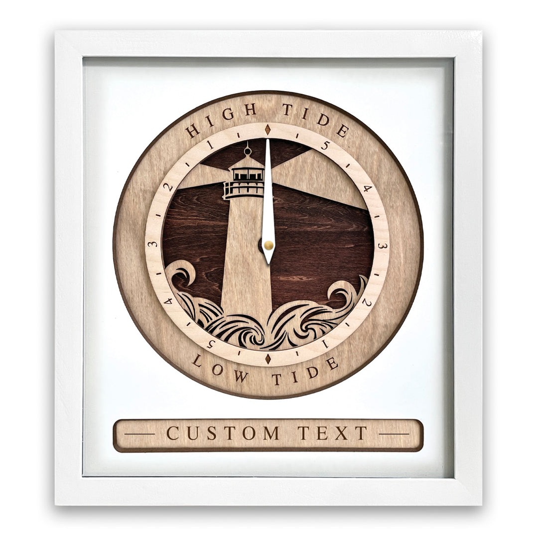 Lighthouse Tide Clock White and Red Mahogany