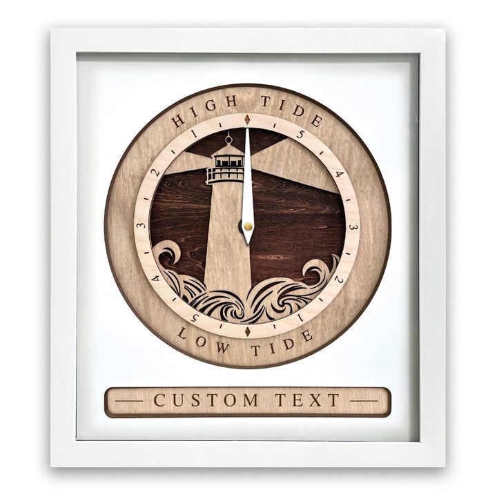 Lighthouse Tide Clock White and Red Mahogany
