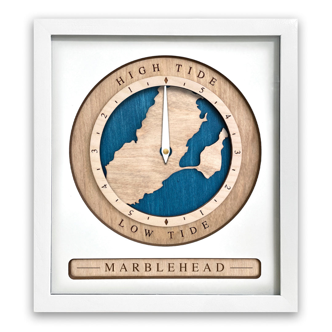 Custom Location Tide Clock White and Blue