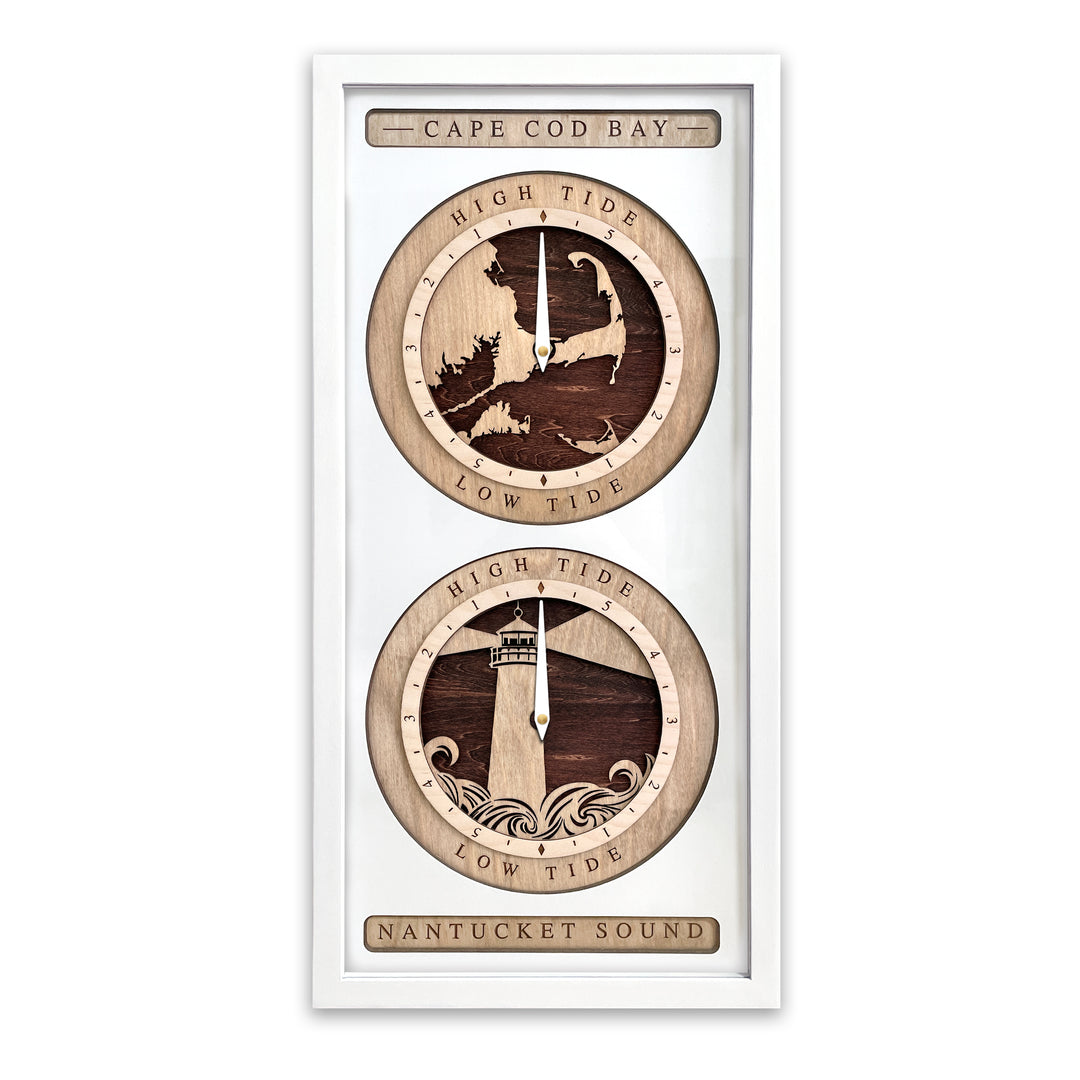 Cape Cod Tide Clocks with Custom Text White and Red Mahogany