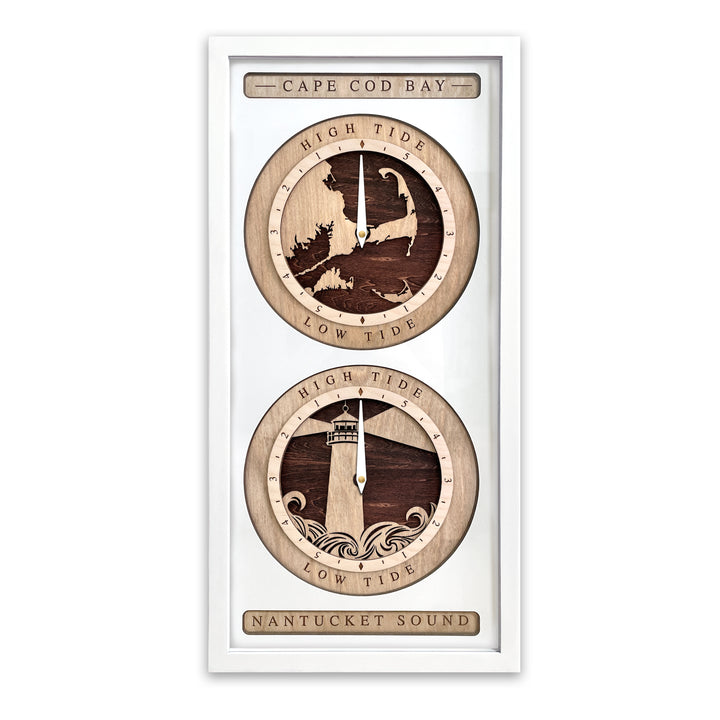 Cape Cod Tide Clocks with Custom Text White and Red Mahogany
