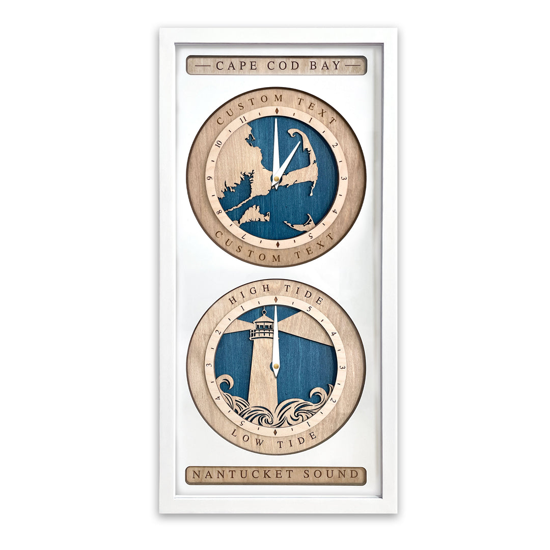 Cape Cod Time and Tide Clock White and Blue