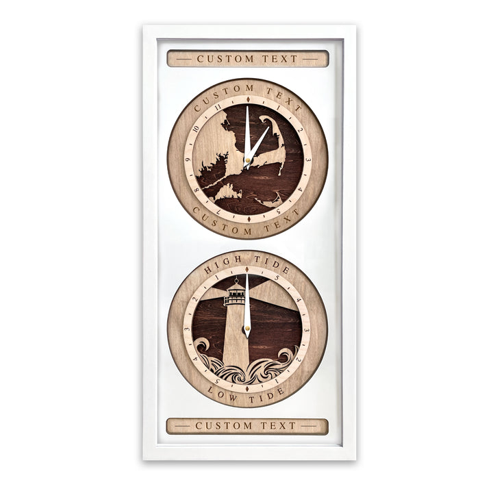 Cape Cod Time and Tide Clock White with Red Mahogany