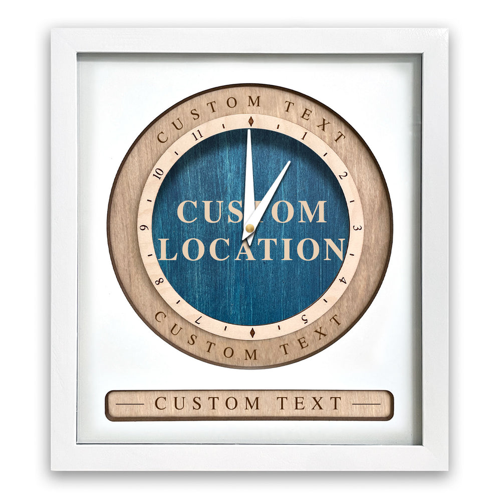 Custom Location Time Clock White and Blue