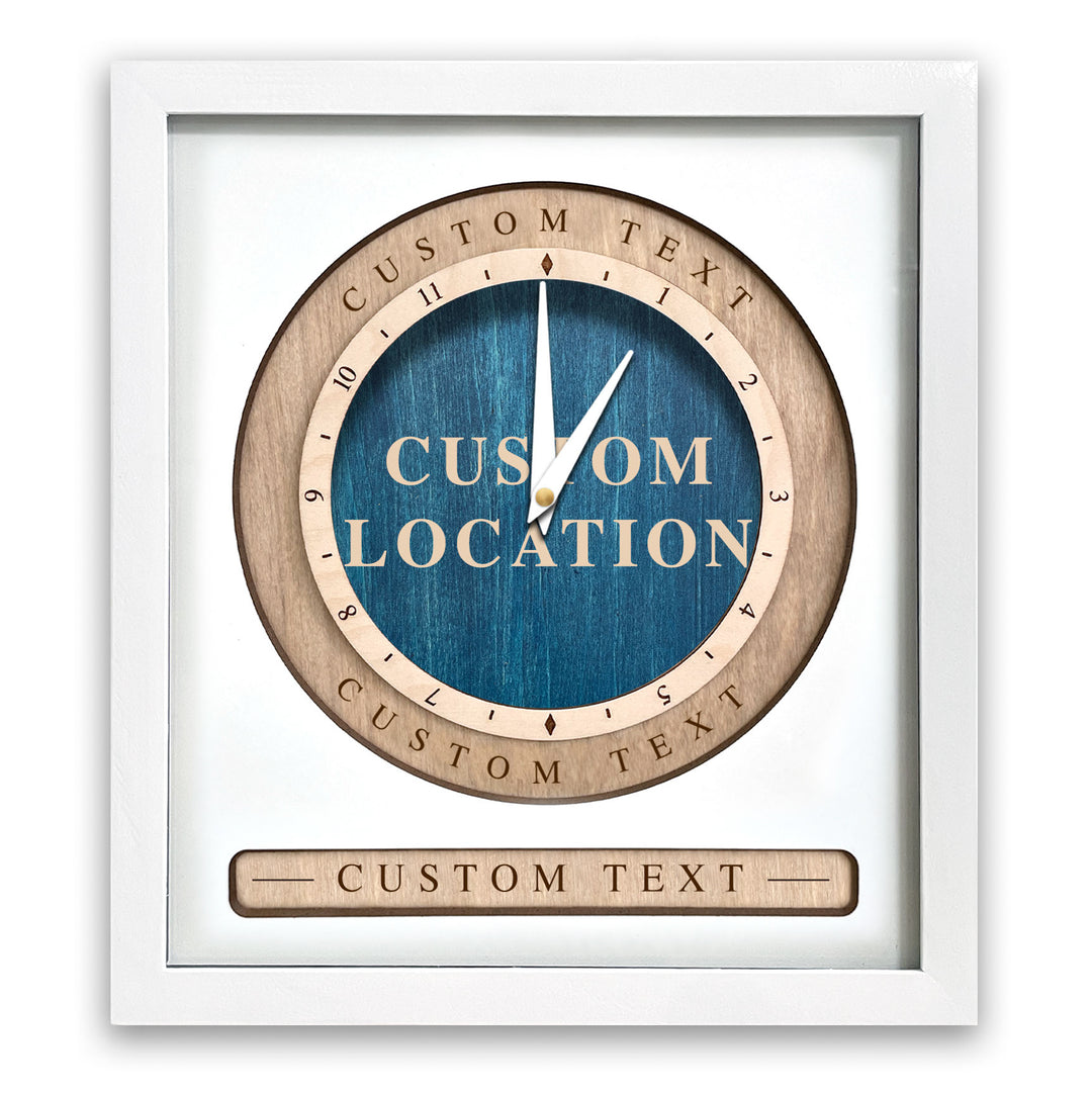 Custom Location Time Clock White and Blue