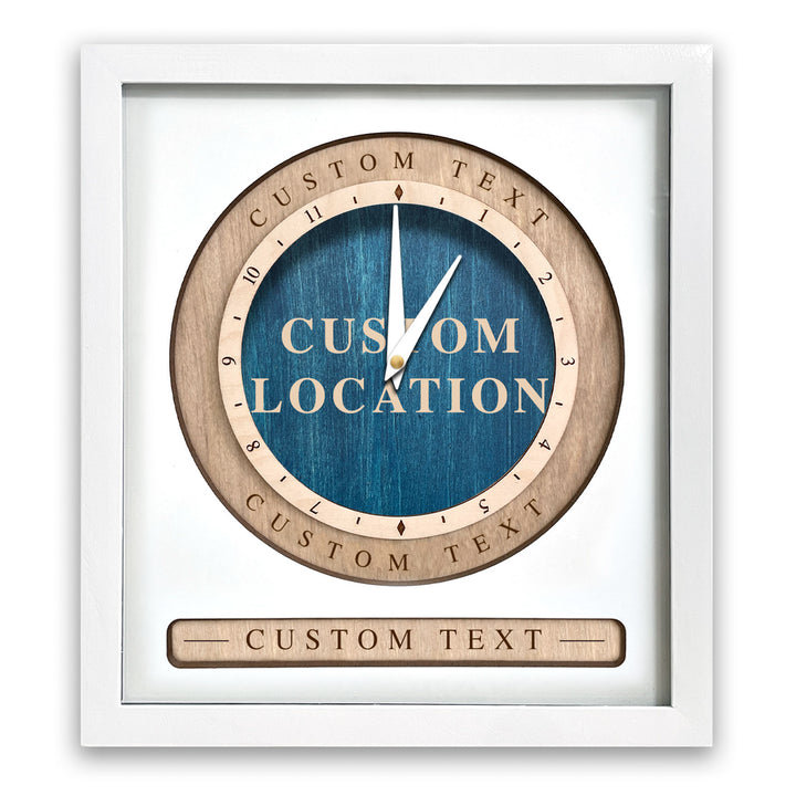 Custom Location Time Clock White and Blue