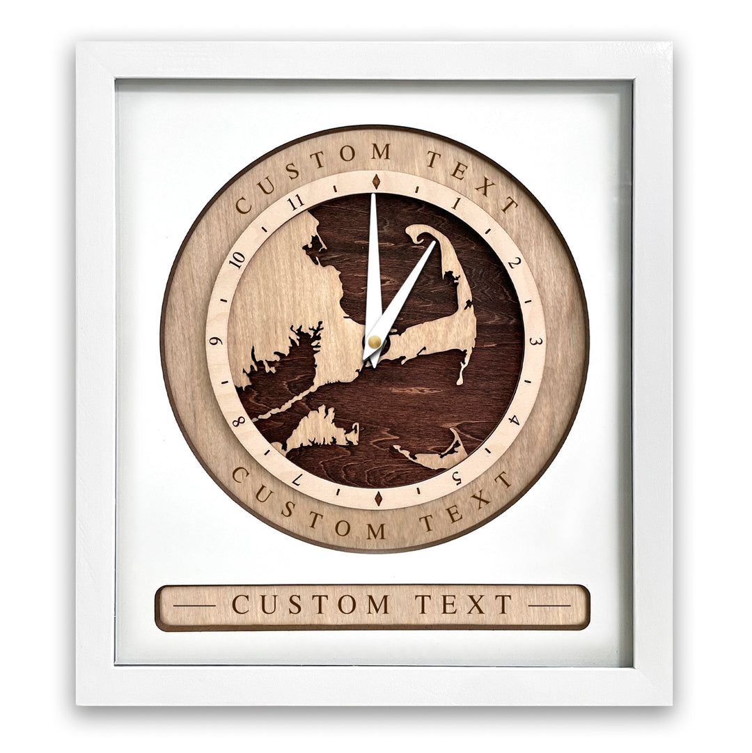 Custom Location Time Clock White and Red Mahogany